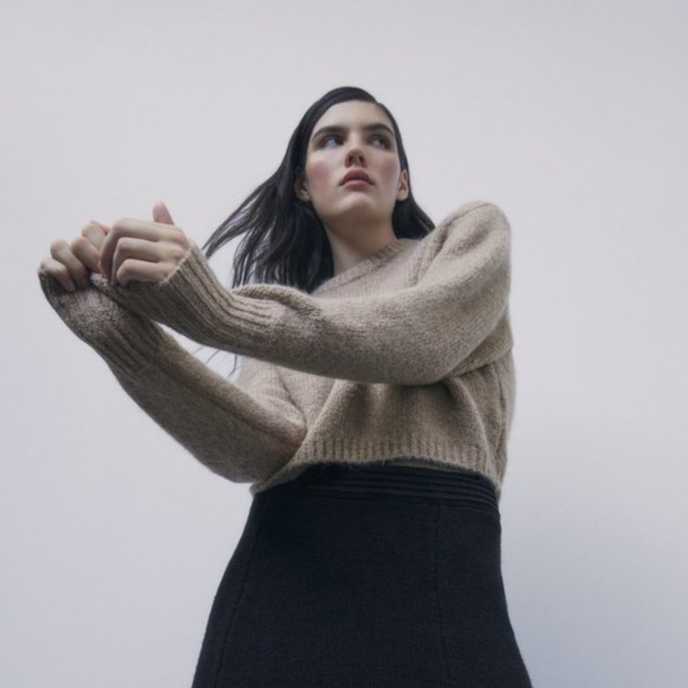 ZARA Basic Cropped Knit Sweater